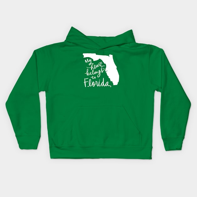 My Heart Belongs To Florida: State Pride Calligraphy Kids Hoodie by Tessa McSorley